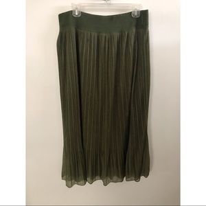 Green Pleated Maxi Skirt
